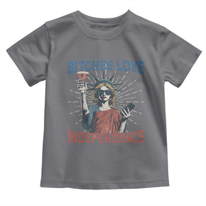 Funny Bitches Love Independence 4th Of July Toddler T Shirt Retro Statue Of Liberty TS11 Charcoal Print Your Wear