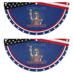 Funny Bitches Love Independence 4th Of July Patriotic Fan Flag Retro Statue Of Liberty