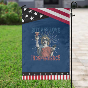 Funny Bitches Love Independence 4th Of July Garden Flag Retro Statue Of Liberty TS11 Classic Blue Black Print Your Wear