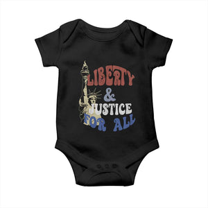 Funny 4th of July Liberty And Justice For All Baby Onesie Statue Of Liberty TS11 Black Print Your Wear
