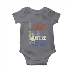 Funny 4th of July Liberty And Justice For All Baby Onesie Statue Of Liberty TS11 Charcoal Print Your Wear