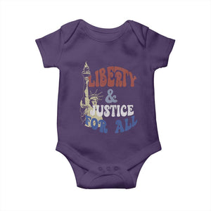 Funny 4th of July Liberty And Justice For All Baby Onesie Statue Of Liberty TS11 Purple Print Your Wear