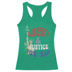 Funny 4th of July Liberty And Justice For All Racerback Tank Top Statue Of Liberty TS11 Irish Green Print Your Wear