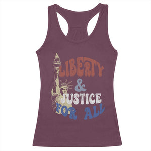 Funny 4th of July Liberty And Justice For All Racerback Tank Top Statue Of Liberty TS11 Maroon Print Your Wear