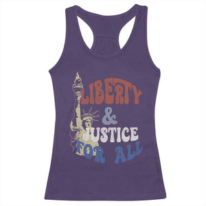 Funny 4th of July Liberty And Justice For All Racerback Tank Top Statue Of Liberty TS11 Purple Print Your Wear