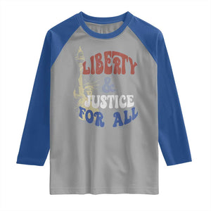 Funny 4th of July Liberty And Justice For All Raglan Shirt Statue Of Liberty TS11 Sport Gray Royal Print Your Wear