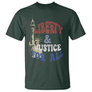 Funny 4th of July Liberty And Justice For All T Shirt Statue Of Liberty TS11 Dark Forest Green Print Your Wear