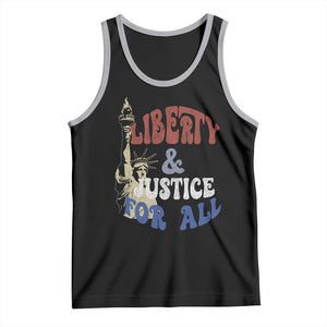 Funny 4th of July Liberty And Justice For All Tank Top Statue Of Liberty TS11 Black Athletic Heather Print Your Wear