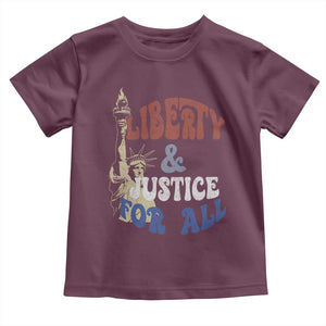 Funny 4th of July Liberty And Justice For All Toddler T Shirt Statue Of Liberty TS11 Maroon Print Your Wear