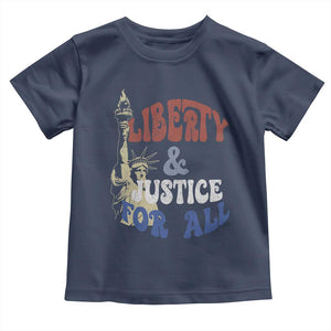 Funny 4th of July Liberty And Justice For All Toddler T Shirt Statue Of Liberty TS11 Navy Print Your Wear