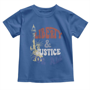 Funny 4th of July Liberty And Justice For All Toddler T Shirt Statue Of Liberty TS11 Royal Blue Print Your Wear