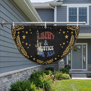 Funny 4th of July Liberty And Justice For All Patriotic Fan Flag Statue Of Liberty