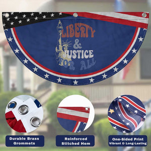 Funny 4th of July Liberty And Justice For All Patriotic Fan Flag Statue Of Liberty