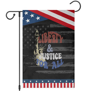 Funny 4th of July Liberty And Justice For All Garden Flag Statue Of Liberty TS11 Distressed Black Blue Print Your Wear