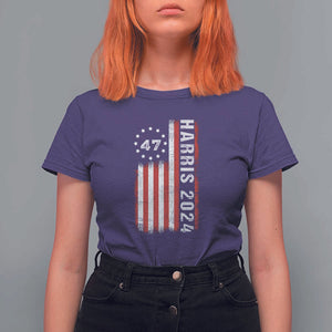 Harris 2024 T Shirt For Women Betsy Ross Flag 47th President Star TS11 Purple Print Your Wear