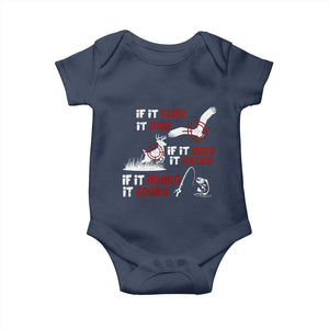 Funny Fishing Hunting Baby Onesie If It Flies It Dies If It Hops It Drops If It Hooks It Cooks TS11 Navy Print Your Wear