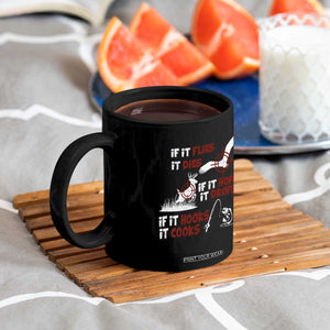 Funny Fishing Hunting Coffee Mug If It Flies It Dies If It Hops It Drops If It Hooks It Cooks TS11 Print Your Wear