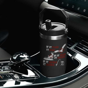 Funny Fishing Hunting Flip Straw Tumbler If It Flies It Dies If It Hops It Drops If It Hooks It Cooks TS11 Print Your Wear