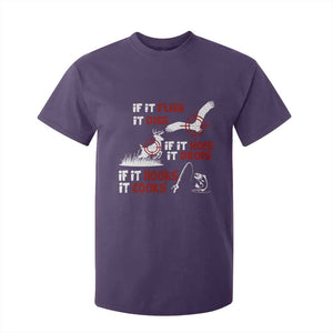 Funny Fishing Hunting T Shirt For Kid If It Flies It Dies If It Hops It Drops If It Hooks It Cooks TS11 Purple Print Your Wear