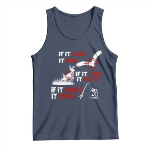 Funny Fishing Hunting Tank Top If It Flies It Dies If It Hops It Drops If It Hooks It Cooks TS11 Navy Print Your Wear