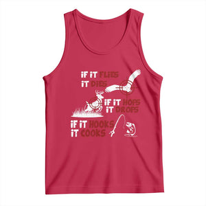 Funny Fishing Hunting Tank Top If It Flies It Dies If It Hops It Drops If It Hooks It Cooks TS11 Red Print Your Wear