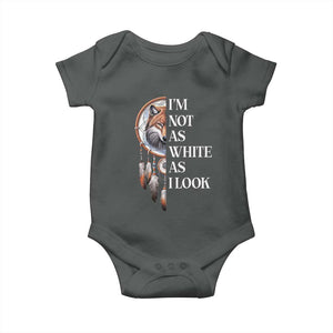 Native Americans Baby Onesie I'm Not As White As I Look Vintage Wolf Dreamcatcher TS11 Dark Heather Print Your Wear