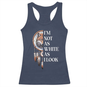 Native Americans Racerback Tank Top I'm Not As White As I Look Vintage Wolf Dreamcatcher TS11 Navy Print Your Wear