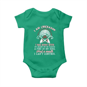 Chickasaw Indians Baby Onesie I Am Chickasaw I Was Born With My Heart On My Sleeve War Bonnet TS11 Irish Green Print Your Wear