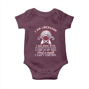 Chickasaw Indians Baby Onesie I Am Chickasaw I Was Born With My Heart On My Sleeve War Bonnet TS11 Maroon Print Your Wear