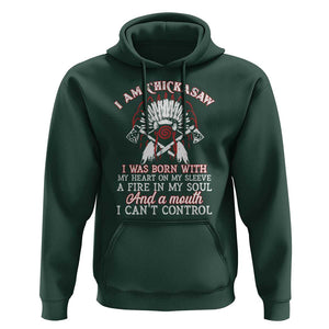 Chickasaw Indians Hoodie I Am Chickasaw I Was Born With My Heart On My Sleeve War Bonnet TS11 Dark Forest Green Print Your Wear