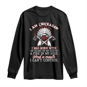 Chickasaw Indians Long Sleeve Shirt I Am Chickasaw I Was Born With My Heart On My Sleeve War Bonnet TS11 Black Print Your Wear