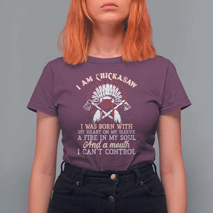 Chickasaw Indians T Shirt For Women I Am Chickasaw I Was Born With My Heart On My Sleeve War Bonnet TS11 Maroon Print Your Wear
