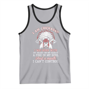 Chickasaw Indians Tank Top I Am Chickasaw I Was Born With My Heart On My Sleeve War Bonnet TS11 Athletic Heather Black Print Your Wear