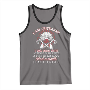 Chickasaw Indians Tank Top I Am Chickasaw I Was Born With My Heart On My Sleeve War Bonnet TS11 Deep Heather Black Print Your Wear