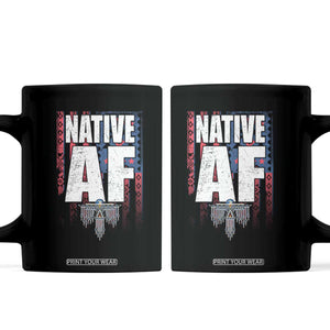Native American Indian Coffee Mug Native AF Indigenous Vintage Thunderbird TS11 Black Print Your Wear