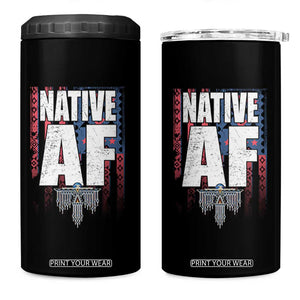 Native American Indian 4 in 1 Can Cooler Tumbler Native AF Indigenous Vintage Thunderbird TS11 One Size: 16 oz Black Print Your Wear