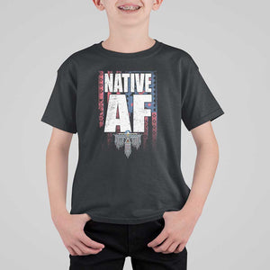Native American Indian T Shirt For Kid Native AF Indigenous Vintage Thunderbird TS11 Black Print Your Wear