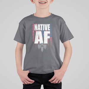 Native American Indian T Shirt For Kid Native AF Indigenous Vintage Thunderbird TS11 Charcoal Print Your Wear