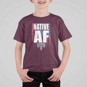 Native American Indian T Shirt For Kid Native AF Indigenous Vintage Thunderbird TS11 Maroon Print Your Wear