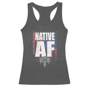 Native American Indian Racerback Tank Top Native AF Indigenous Vintage Thunderbird TS11 Dark Heather Print Your Wear