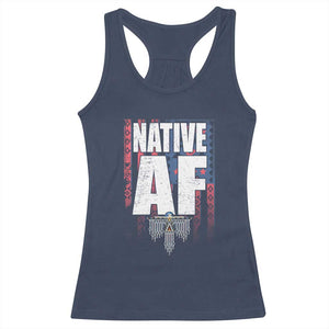 Native American Indian Racerback Tank Top Native AF Indigenous Vintage Thunderbird TS11 Navy Print Your Wear