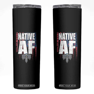 Native American Indian Skinny Tumbler Native AF Indigenous Vintage Thunderbird TS11 Black Print Your Wear