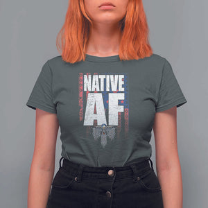 Native American Indian T Shirt For Women Native AF Indigenous Vintage Thunderbird TS11 Dark Heather Print Your Wear