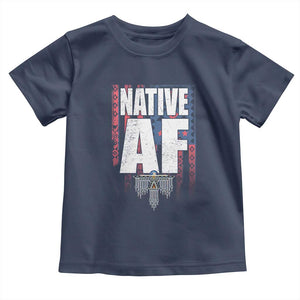 Native American Indian Toddler T Shirt Native AF Indigenous Vintage Thunderbird TS11 Navy Print Your Wear
