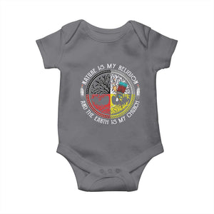 Native Americans Baby Onesie Nature Is My Religion And The Earth Is My Church Tree Peyote TS11 Charcoal Print Your Wear