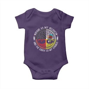 Native Americans Baby Onesie Nature Is My Religion And The Earth Is My Church Tree Peyote TS11 Purple Print Your Wear