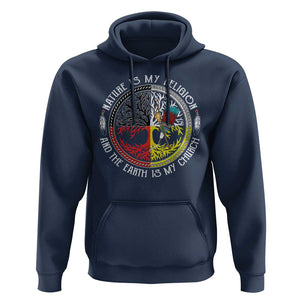 Native Americans Hoodie Nature Is My Religion And The Earth Is My Church Tree Peyote TS11 Navy Print Your Wear