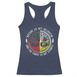 Native Americans Racerback Tank Top Nature Is My Religion And The Earth Is My Church Tree Peyote TS11 Navy Print Your Wear