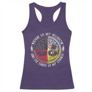 Native Americans Racerback Tank Top Nature Is My Religion And The Earth Is My Church Tree Peyote TS11 Purple Print Your Wear