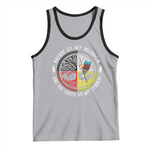 Native Americans Tank Top Nature Is My Religion And The Earth Is My Church Tree Peyote TS11 Athletic Heather Black Print Your Wear